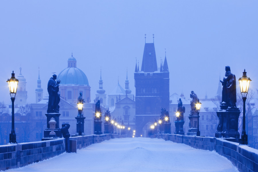 Praga sotto la neve