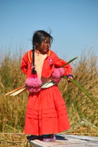 Bambina I sola Uros, Titicaca lake