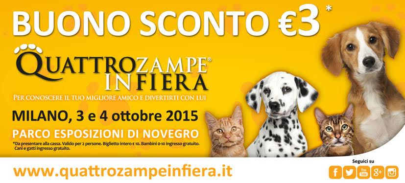 BUONO SCONTO QUATTRO ZAMPE IN FIERA