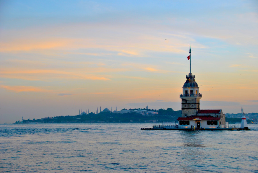 Inizio di tramonto ad Istanbul